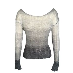 White to grey ombre off-the-shoulder sweater